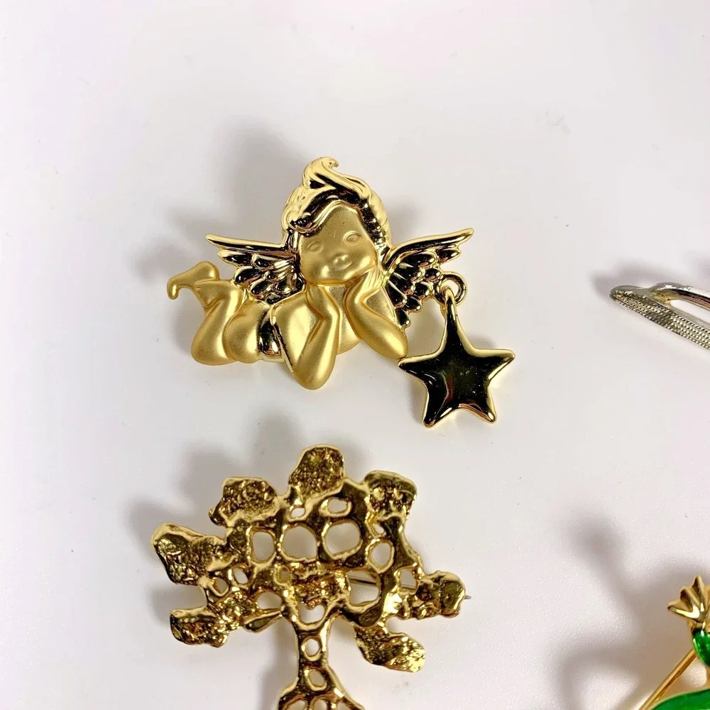 Lot Of 6 Vintage‎ Brooch Pins -Silver & Gold Tone